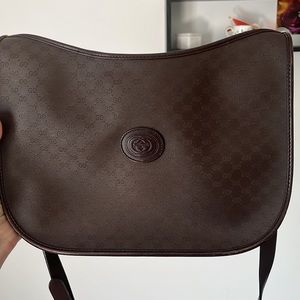Vintage rare dark brown Gucci purse micro GG